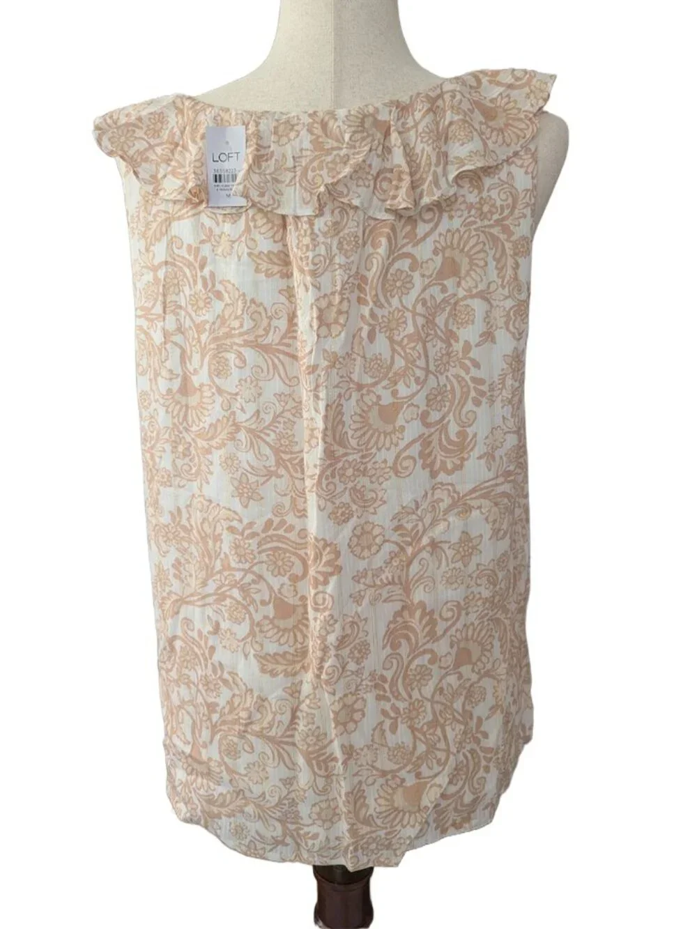 NWT LOFT Shimmer Ruffle V-Neck Shell - Picture 10 of 15